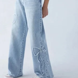 Streetwear New Fashion Bow Embroidered Baggy Jeans Women Y2K Harajuku Vintage Popular Casual Gothic High Waist Wide Leg Pants