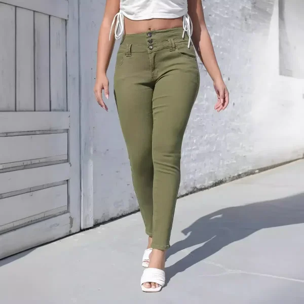 Women Denim Jeans Washing Pencil Pants Zipper Fly High Waist Skinny Bodycon Pockets Streetwear Sexy Sheath Mom Streetwear Button - Image 2