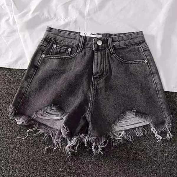 Y2k Retro Summer Wide-Leg Shorts For Women High-Waisted Short Jeans Retro Fashion Casual Cowboy Hole Denim Shorts Summer New