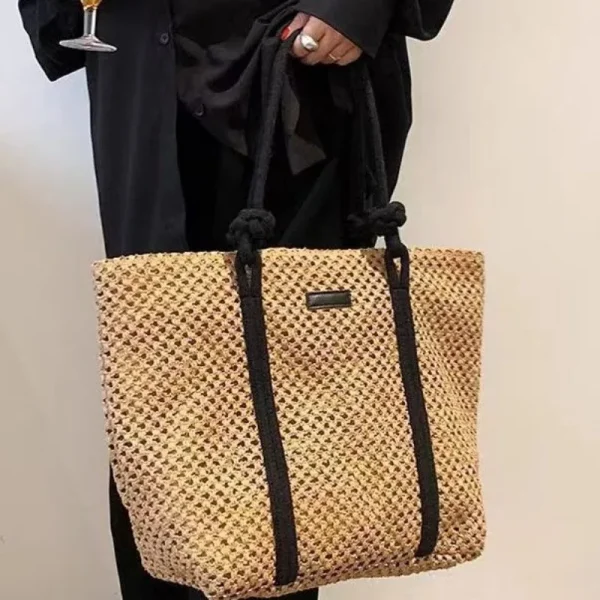 Elegant Ladies Straw Woven Handbag Women Holiday Beach Bag Casual Shopper Tote Top-Handle Bags Fashion Underarm Shoulder Bags - Image 5