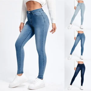 Womens Classic Jeans Leggings Casual Slim High Waist Blue Denim Pencil Pants Trousers Short Jean Pants For Women Summer Spring