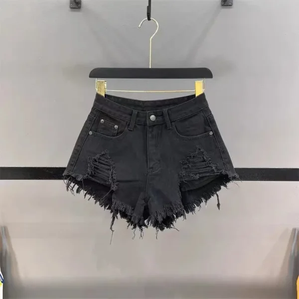 Fashion Korean White Jeans Hole Ripped Low Waist Denim Shorts Women шорты женский - Image 6