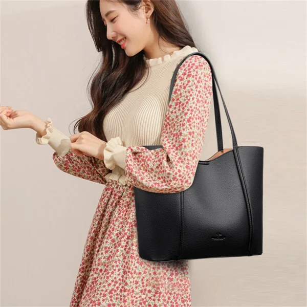 Women Shoulder Bags Luxury Designer High Quality Leather Shoulder Messenger Commuting Tote Bag Large Handbag Purses for Female - Image 2