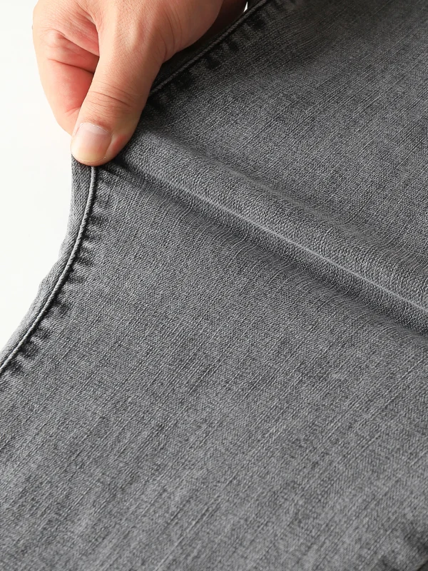 Plus Size Gray Jeans for Women Stretchy High Waist Mom Jeans Harem Full Length Washing Denim Jeans Curvy Fitting 100 Kgs Jeans - Image 6