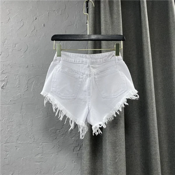 Fashion Korean White Jeans Hole Ripped Low Waist Denim Shorts Women шорты женский - Image 4