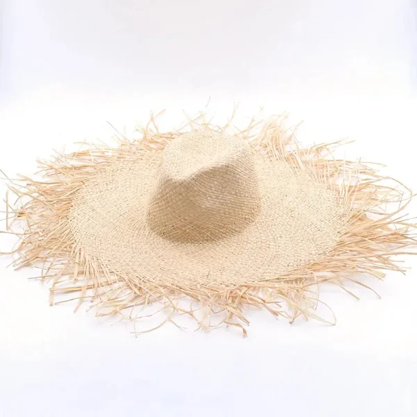 New Band Handmade Women Straw Sun Hats Large Wide Brim Gilrs High Quality Natural Raffia Panama Beach Straw Sun Caps For Holiday - Image 5