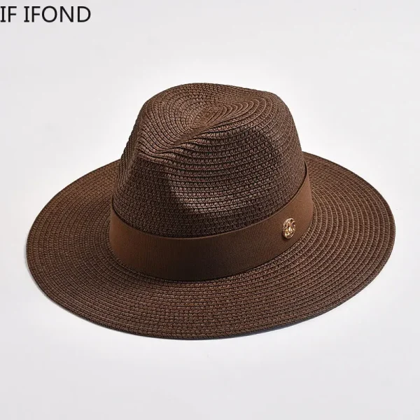 Summer Straw Hats for Women Men Panama Travel Beach Sun Hat Ribbon Decoration Elegant Luxury Jazz Hat - Image 6