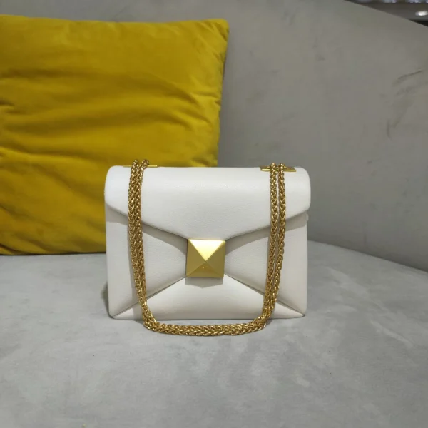 Cowhide Luxury Designer Leather Handbag Golden Big Rivet Chain Shoulder Small Purse Fashion Green Tote Bag Crossbody Women - Image 6