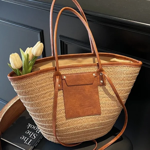 Fashion Straw Baskets Bag Large Capacity Weave Women Shoulder Bags Casual Summer Beach Bag Big Bali Shopper Purses 2025 - Image 5