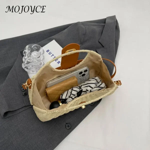 Women Crossbody Bags Handmade Summer Woven Shell Hand-Woven Bag Fashion Holiday Casual Simple Elegant Lady Beach Purse - Image 5