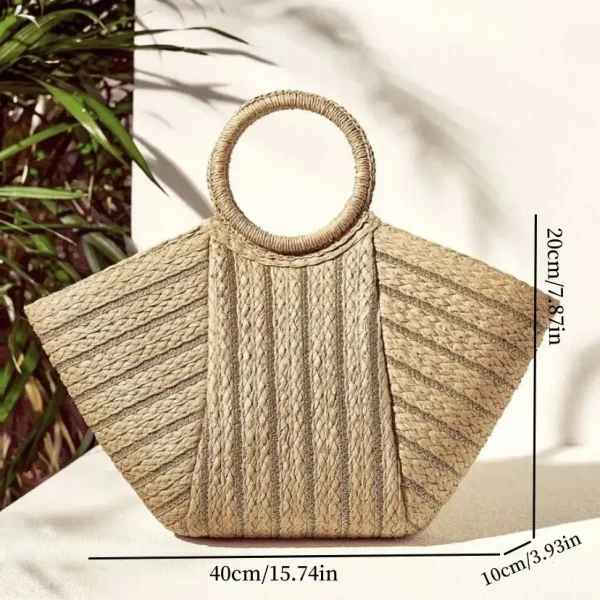 Women's Fashion Casual Straw Tote Bag, Beach Bag for Summer, Large Capacity - Chic Tassels Satchel Handbag for Everyday Use - Image 2