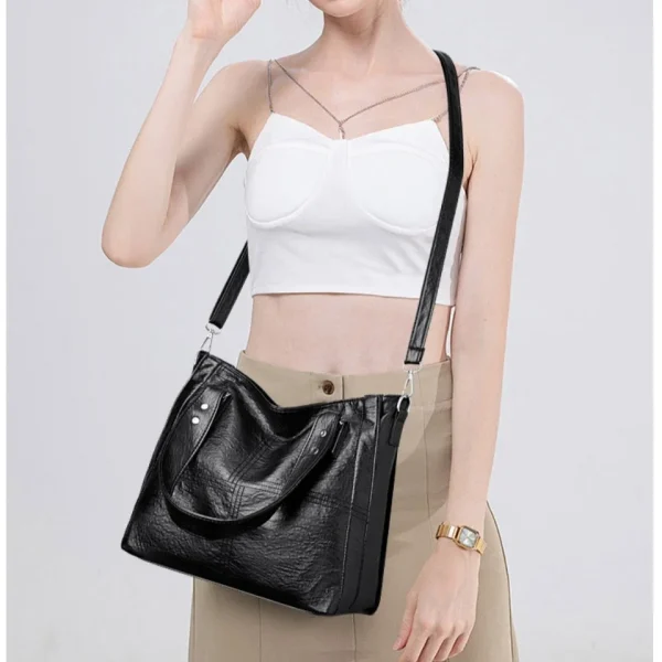 Luxury Famous Brand Women's Soft Leather Handbag Large Capacity Tote Bag Women's Shoulder Crossbody Bags - Image 2