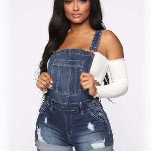 New Summer Women Shorts Overalls Ripped Jeans Lady Sexy Stretch Rompers Denim Pants Lady Cross Strap Jumpsuit Casual Bodysuits