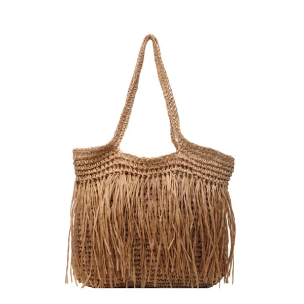 Casual Tassel Woven Women Shoulder Bags Handmade Fringe Lady Handbags Summer Beach Large Tote Bag Big Shopper Purse for Vacation - Image 6