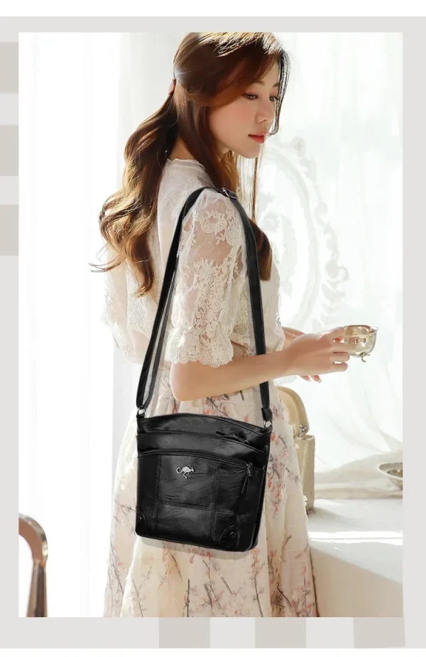 Soft Leather Texture Bag for Women's Crossbody New Fashion Shoulder Bag Simple European Trend Retro Multi Large Capacity Handbag - Image 6
