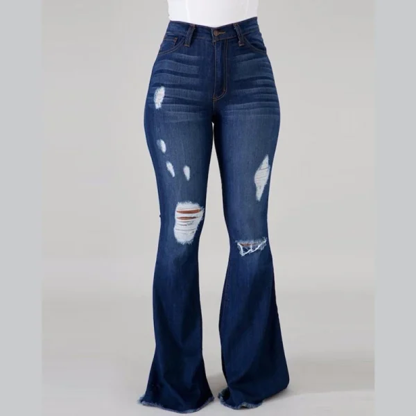 2025 Spring New High Waist Ripped Flared Jeans For Women Fashion Stretch Slim Denim Pants Casual Female Clothing S-3XL Drop Ship - Image 3