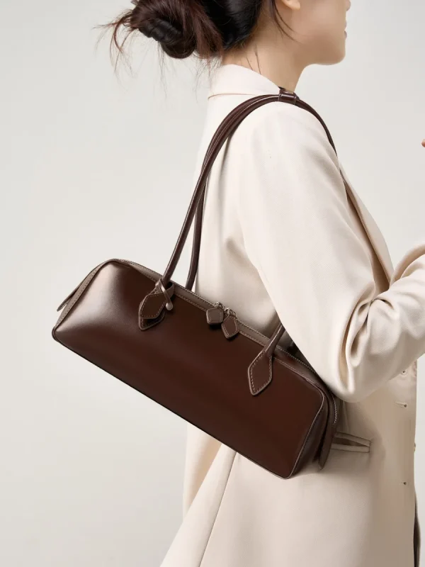 2025 New Genuine Leather Women's Shoulder Bag luxury Cowhide ladies handbag baguette bag female Commuter Shopping Underarm Bag - Image 2