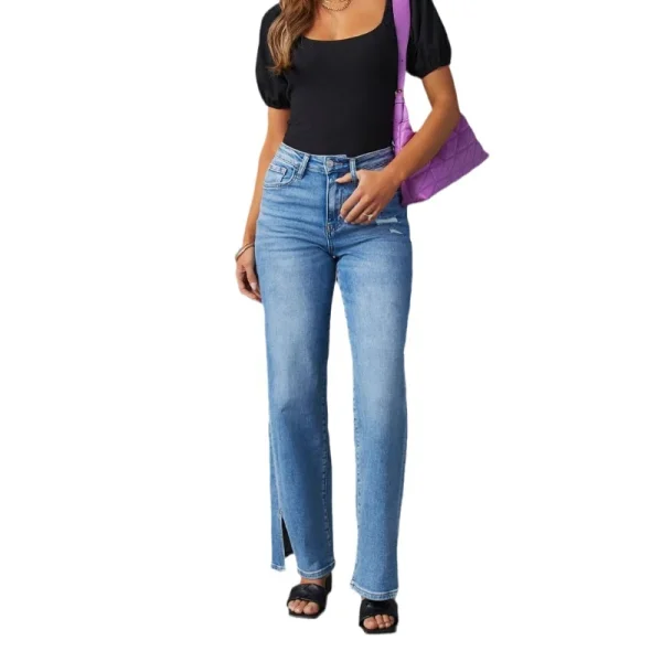 Women Denim Pant Jeans Wide Leg Long Pants High Waist Straight Trousers Y2k Streetwear Elegant Splice Spring Mom 2025 Summer - Image 6