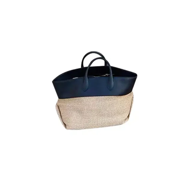 NEW Summer Straw Shoulder Women Large Capacity Rattan Handle Splicing Color Beach Bag Travel Vacation Woven Totes Bag Bolsa - Image 4