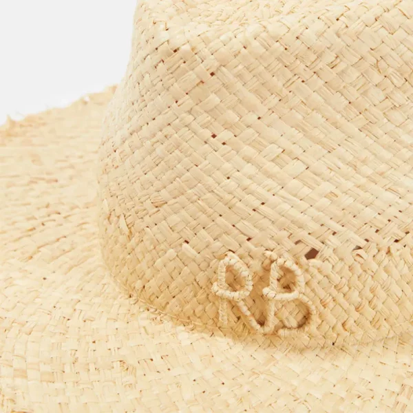2025 Summer Raffia Straw Hat Beach Women's Seaside Panama Sun Hat Vacation Chain Pearl Flat Top Big Brim Straw Hat Handmade Caps - Image 4