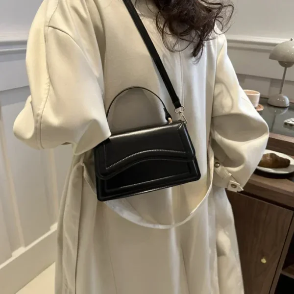 High Quality PU Leather Handbag Purse Women's Bag Solid Color Shoulder Crossbody Bags Lady Messenger Small Tote for Women Girls - Image 3