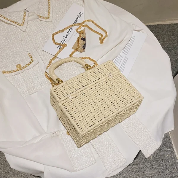Summer Box Small Purse and Handbags For Women Rattan Straw Woven Crossbody Shoulder Bags Female Fashion Chain Travel Beach Bags - Image 3