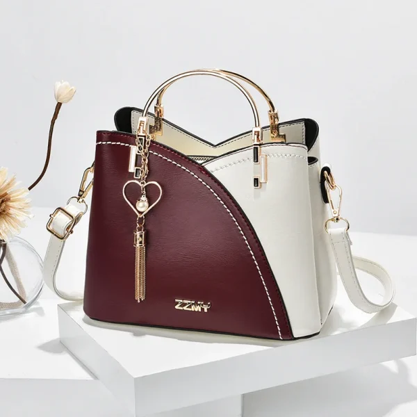 Newposs PU Leather Large Capacity Woman Handbag Grid Shoulder Bag Fashion Casual Luxury Designer Patchwork Crossbody Pack 2025 - Image 4