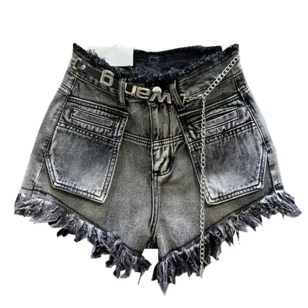 American New Vintage Washing Makes Old Niche Design With Raw Edge Jeans Female Summer High Waist And Slim Hot Pants Short Pants - Image 6