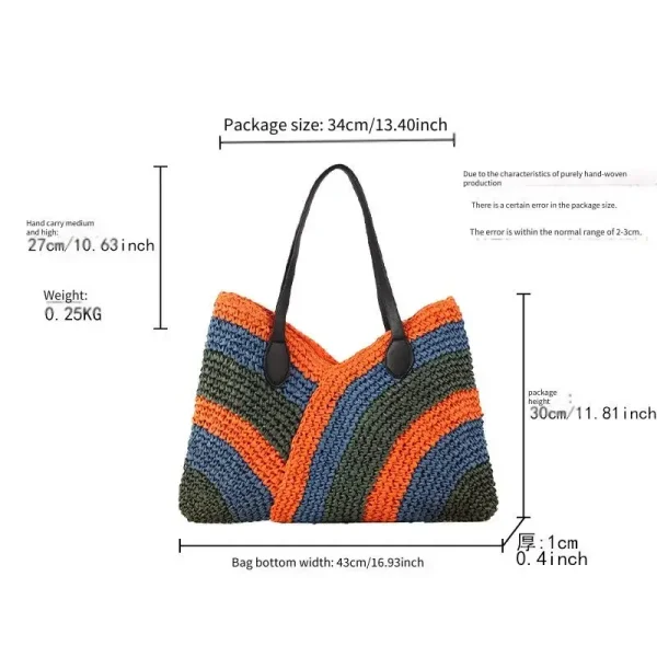 New Womens Handwoven Cotton Rope Tote Bag Colorful Patchwork Summer Beach Top Handle Minimalist Boho Chic Casual Carryall - Image 5