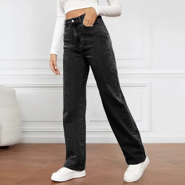 Straight High Waist Jeans Women 2025 New Leg Pockets Basics Ankle Length Pants Y2k Denim Trousers Vintage Blue Washed Jeans - Image 5