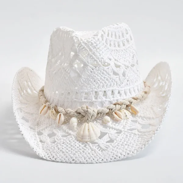 Summer Hand Woven Straw Hat for Women Shell Decoration Holiday Beach Sun Hat Chapeu Panama Feminino - Image 2