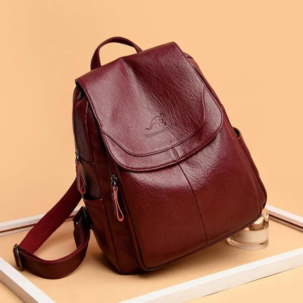 Ladies Bookbag Rucksack Women Large Capacity Backpack Purses High Quality PU Leather Female Vintage School Bags Travel Bagpack - Image 2