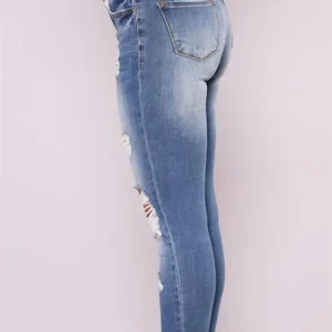 Ladies High Waist Skinny Jeans Stretch Ripped Denim Pants Distressed Cropped Trousers Casual Streetwear Fashion