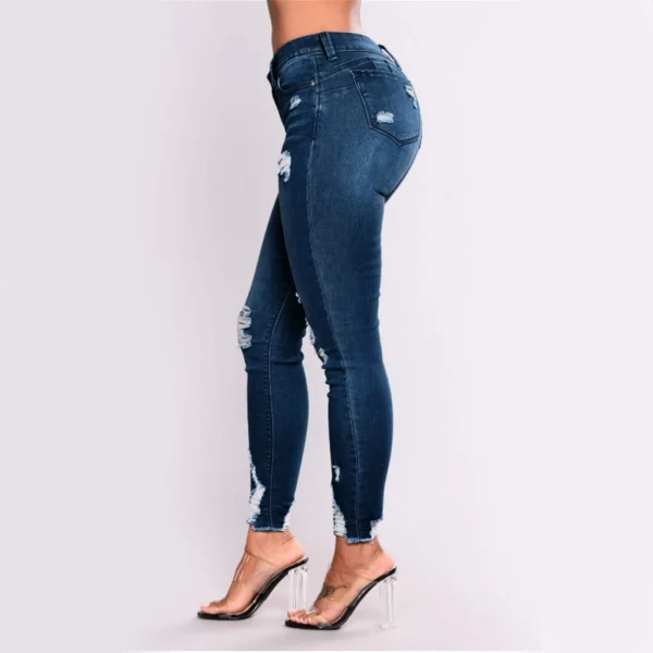 Hole Denim Trousers For Women Skinny Ripped Jeans Small Feet Slim Denim Pants Buttocks Ripped Jeans Women'S Denim Pants - Image 2