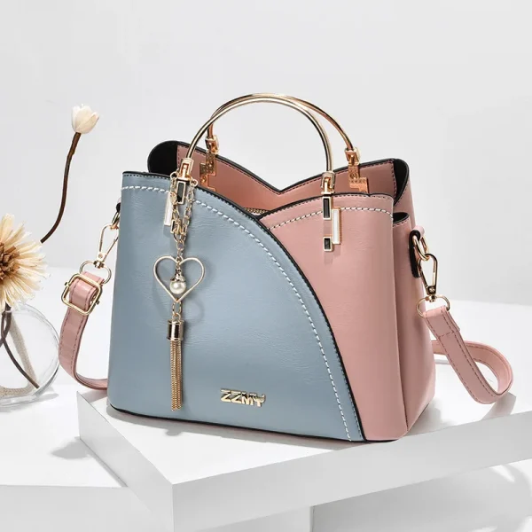 Newposs PU Leather Large Capacity Woman Handbag Grid Shoulder Bag Fashion Casual Luxury Designer Patchwork Crossbody Pack 2025 - Image 3