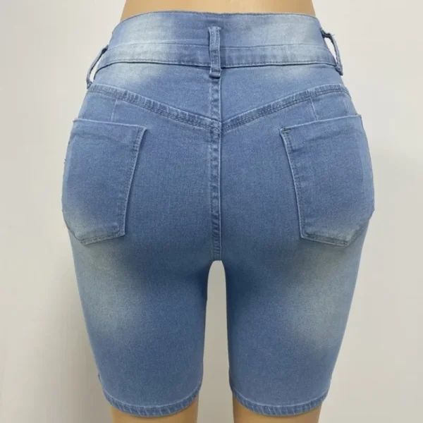 Fashion Solid Slim Butt Lifting Pants Women Elasticity Denim Shorts Casual Slimming Ripped Jeans Temperament Women's Short - Image 6
