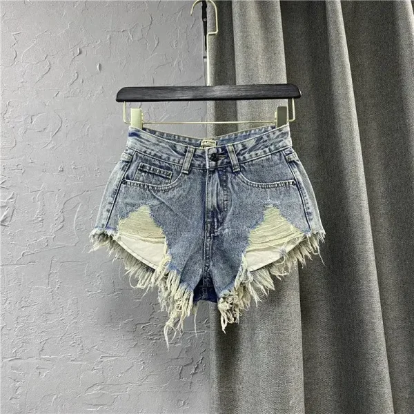 Fashion Korean White Jeans Hole Ripped Low Waist Denim Shorts Women шорты женский - Image 5
