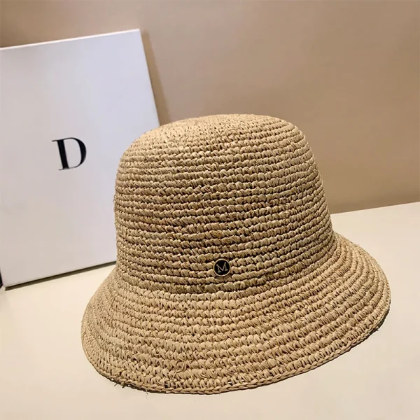 Designer High-quality Raffia Straw Hat Women Summer Beach Sun Hats Korean Luxury Travel Sun Protection Breathable Fisherman Hat - Image 3