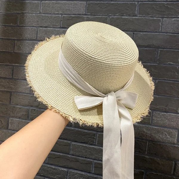 Women's casual ribbon straw hat Vintage tassel sun hats Visor cap for cycling fishing travel outdoor Sun girls - Image 5