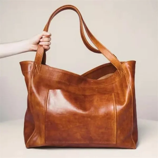 Women Oversized Portable Travel Shoulder Bags Top-handle Bags Soft Leather Handbags - Image 3