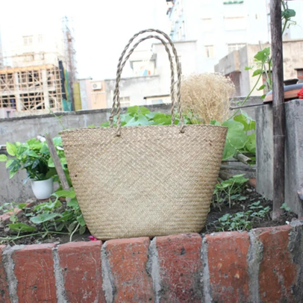 Handmade Women's Handbags Bamboo Woven Female Shoulder Bag Summer Straw Beach Bags Shopper Baskets Bohemian Rattan Tote Bag - Image 4