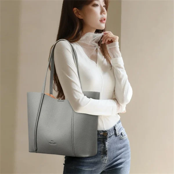 Women Shoulder Bags Luxury Designer High Quality Leather Shoulder Messenger Commuting Tote Bag Large Handbag Purses for Female - Image 3