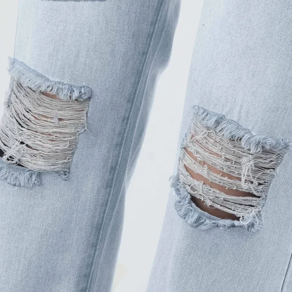 Women Fashion Straight Jeans Casual High Waisted Straight Trousers Ripped Slim Pants For Women Commuter 2025 Fashion Trend - Image 3