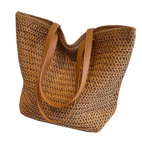 Women's Bags Large Capacity Shoulder Bag Summer Straw Woven Basket Handbag Fashion Female Luxury Designer Beach Bag Bali Shopper - Image 2