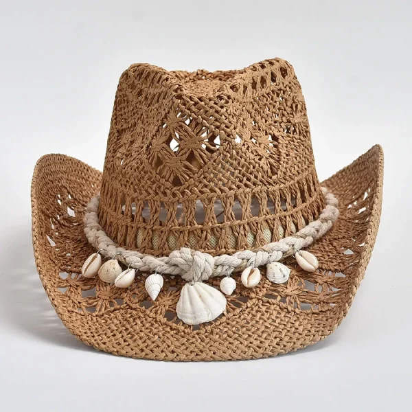 Summer Hand Woven Straw Hat for Women Shell Decoration Holiday Beach Sun Hat Chapeu Panama Feminino - Image 5