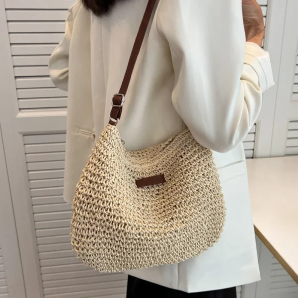 Woven Summer Fashion Straw Bag Beach Holiday Crossbody Bag Shopping Large Capacity Shoulder Handbag Messenger Ladies Women - Image 4
