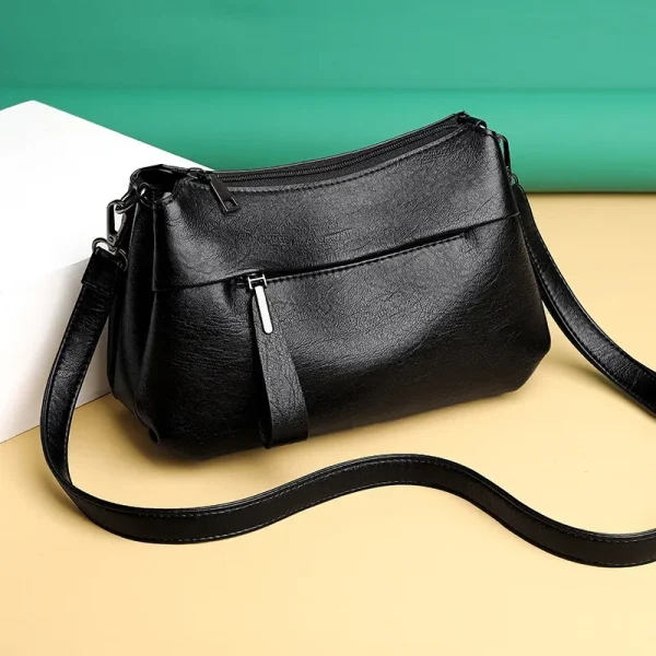 Fashion Women with Three Layers Large Capacity Shoulder Crossbody Bag Soft Leather Light Luxury Trend Mother's Messenger Handbag - Image 2