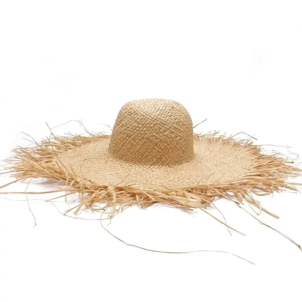 New Band Handmade Women Straw Sun Hats Large Wide Brim Gilrs High Quality Natural Raffia Panama Beach Straw Sun Caps For Holiday - Image 3