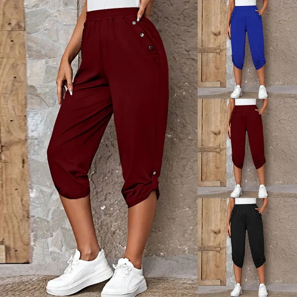 Trousers Casual Pants For Women Elastic Waist European And Summer New Casual Cropped Elastic Pants For нижнее белье женское