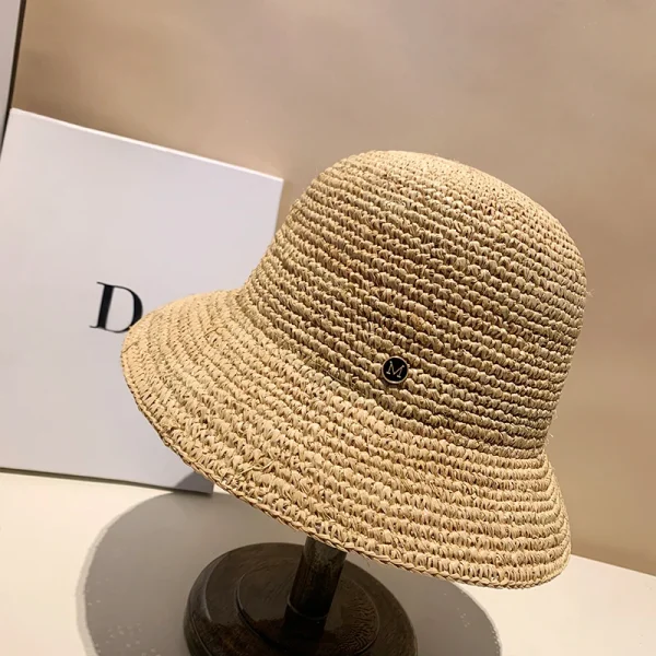 Designer High-quality Raffia Straw Hat Women Summer Beach Sun Hats Korean Luxury Travel Sun Protection Breathable Fisherman Hat - Image 4